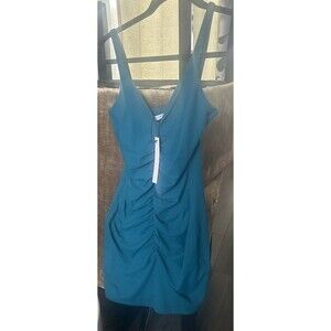 Susana Monaco Mini Spaghetti Strap Fitted Bodycon Dress XS Turquoise Blue Teal